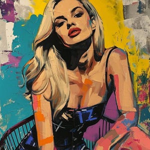 Blondie-  Popart Painting, Oil painting, One of a kind, Orinal PopArt Painting, Walldecor, Homedecor
