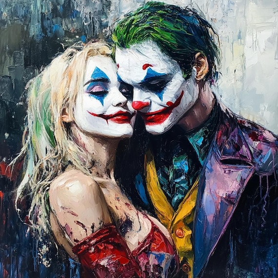 JOKER 油絵アート Joker Street Scene Print – Iconic DC Villain Walking Through the