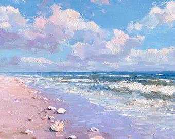 Florida Beaches Oil Painting 30x40 inches: Coastal Seascape Art