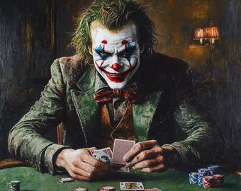 Joker Playing Cards Oil Painting on Canvas (36x36 inches)