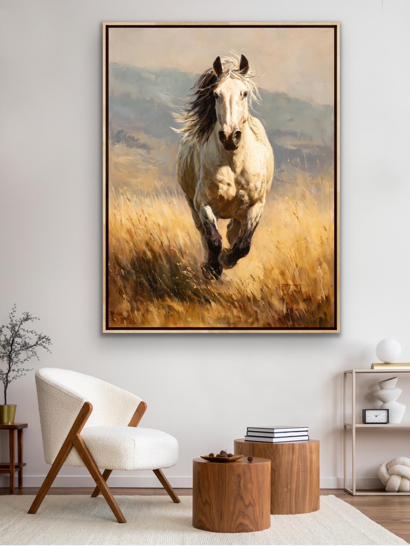 Western Horse Oil Painting: Rustic Cowboy Decor, Equestrian Wall Art ...