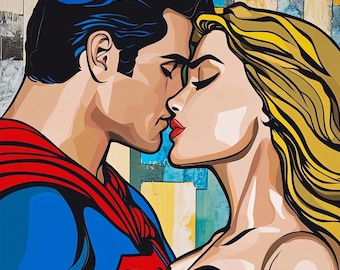 Superhéroes - Pintura al óleo sobre lienzo tamaño 36x36 pulgadas