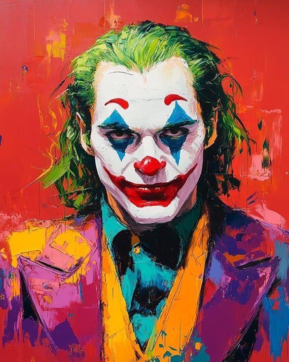 Popart Joker Portrait Oil Painting - 36x40 Inches - One of a Kind