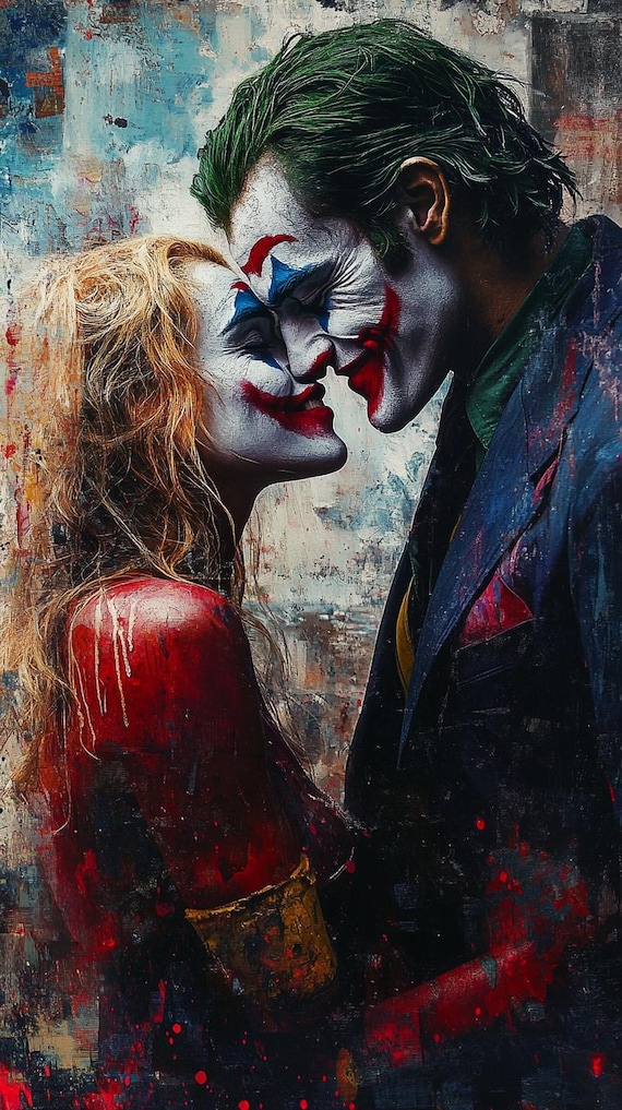 JOKER 油絵アート Joker Smoking, Oil painting Expressive Art 24x28 inches,