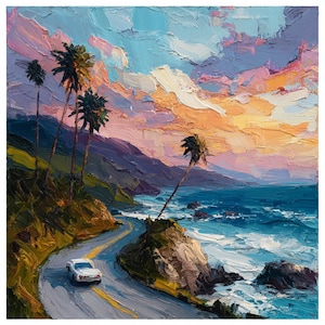 Big Sur Oil Painting: California Coastline Art, 36x36 inches
