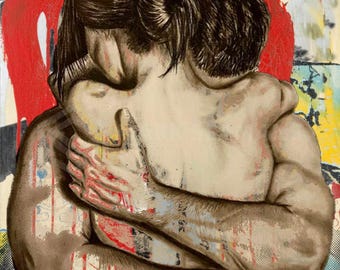 無限の愛情のオリジナル絵画 - 室内装飾用のロマンチックなアート