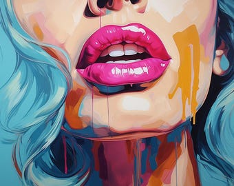 Seduction Original Painting: Sensual Woman, Vibrant Colors (36x36 inches)