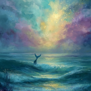 Mermaid Original Oil painting on canvas, Size 36x48 inches