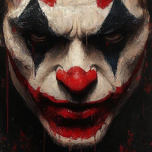 Retrato original del Joker, pintura al óleo (122 x 71 cm), obra de arte única.