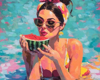 Watermelon Painting, Original Painting,  One of a kind, Homedecor, Wallart, Modern Art, PopArt
