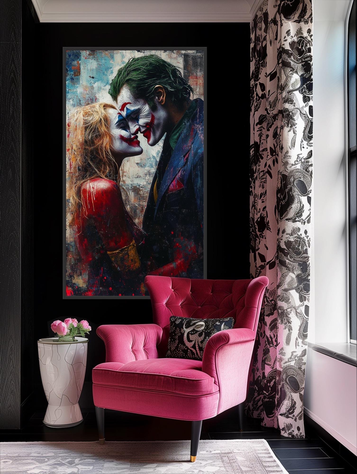 ジョーカーとハーレイ・クインの油絵：オリジナルアートコレクション