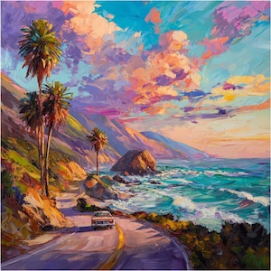Big Sur Oil Painting: California Coastline Art, 36x36 inches