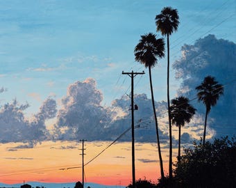 Sunset Palm Tree Painting – Modern Coastal Wall Art