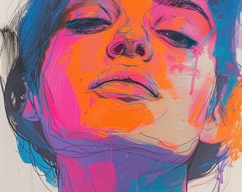 Belleza radiante, pintura original, pieza única, arte mural