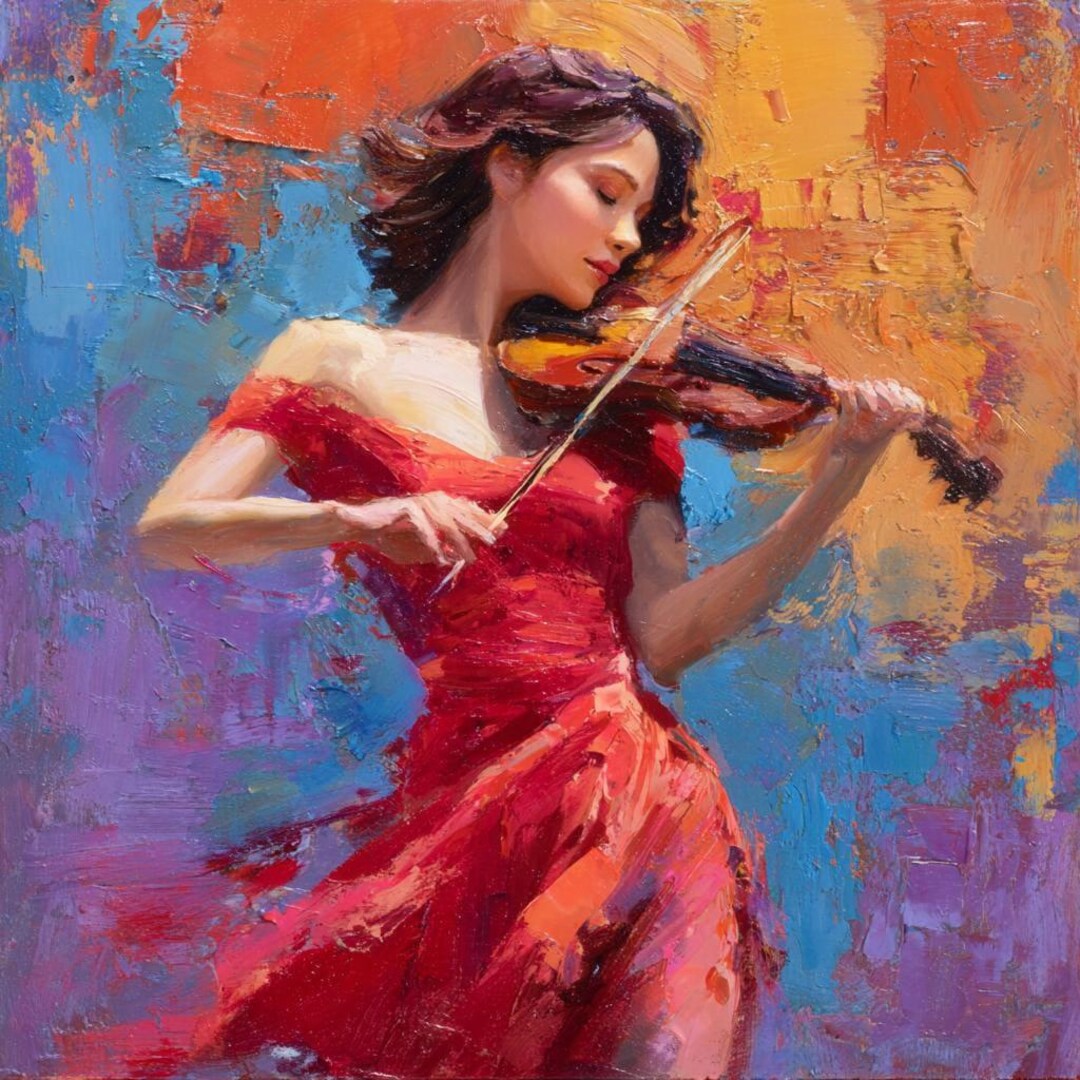 Violin Original Painting, One of a Kind, Wall Decor, Home