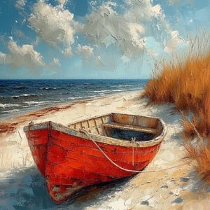 Fishing Boat oil painting 30x40 inches ,Original Painting, One of a Kind, Wall Decor, Home Decoration