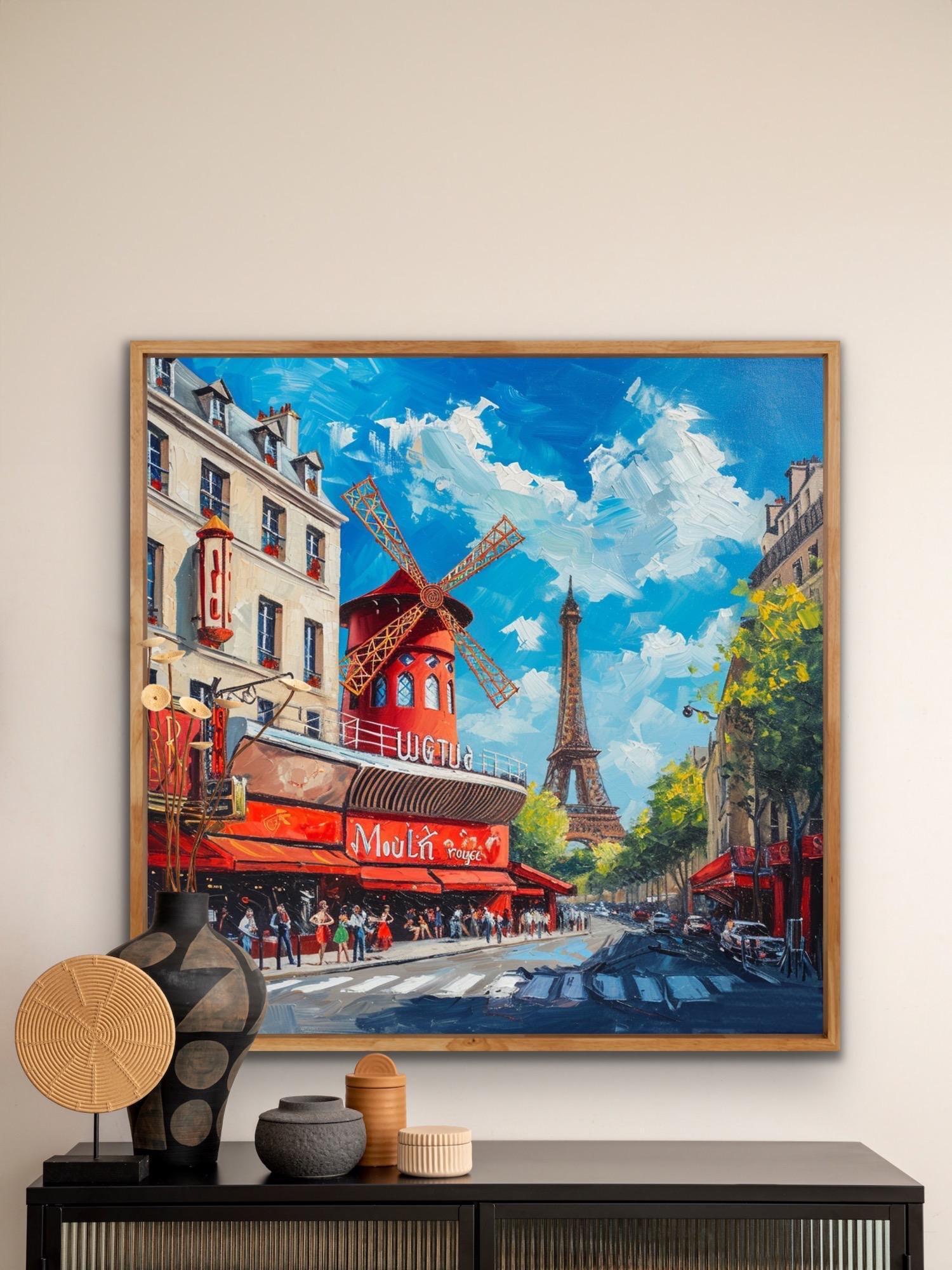 パリのオリジナル風景画 40x40 インチ、唯一無二、壁装飾、家の装飾