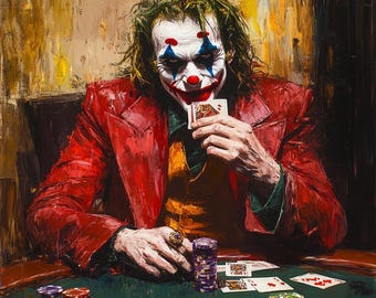 Joker Playing Cards, oil painting, one of a kind