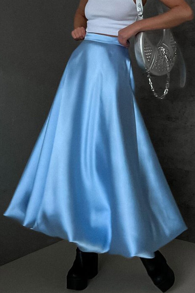 SATIN BALLOON MINI SKIRT_NAVY main image 0