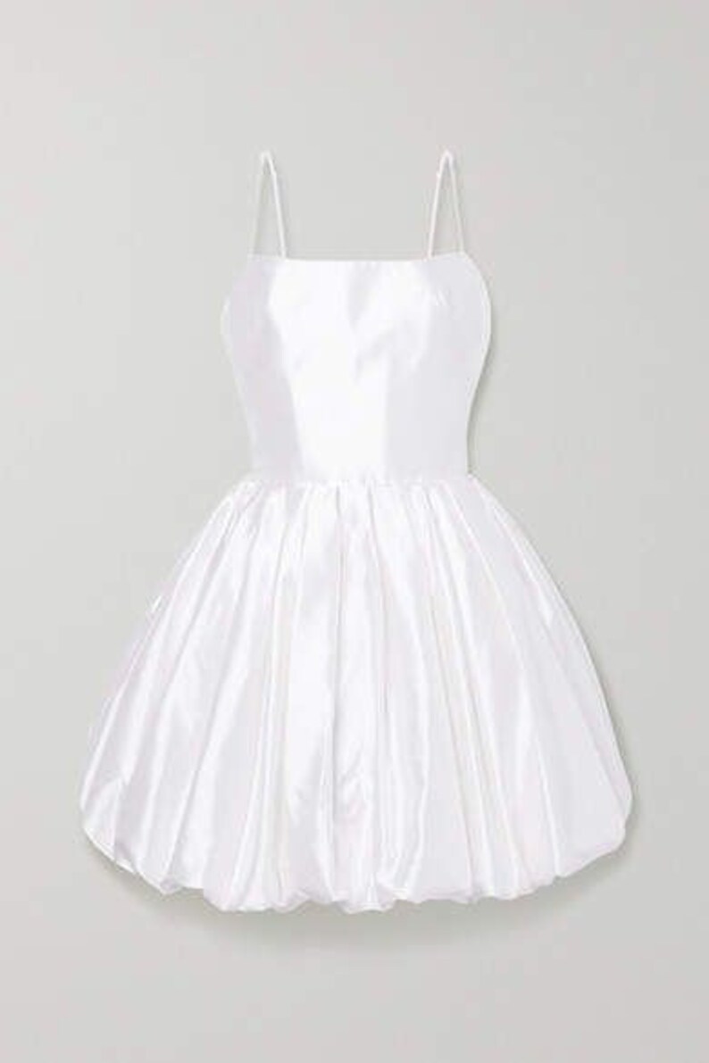 Lace Mini Lined Evening Dress with Balloon Skirt Detail