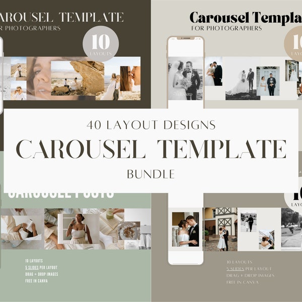 Instagram carousel Bundle, Template for influencers and Photographers, Slide Post, Seamless Carousel