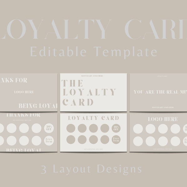 Editable Modern Loyalty Card Designs for Beauty Businesses, Loyalty Card Canva