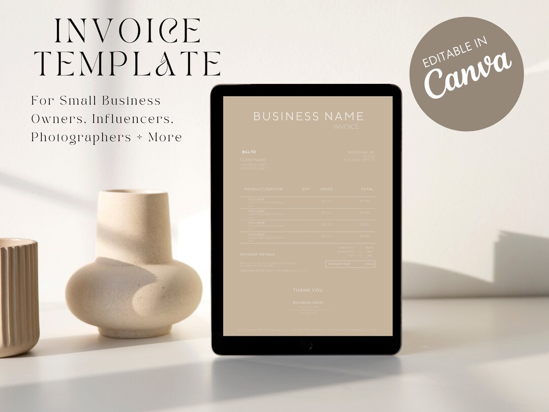 Invoice Template Download Beige Invoice Template in Canva Order Form ...