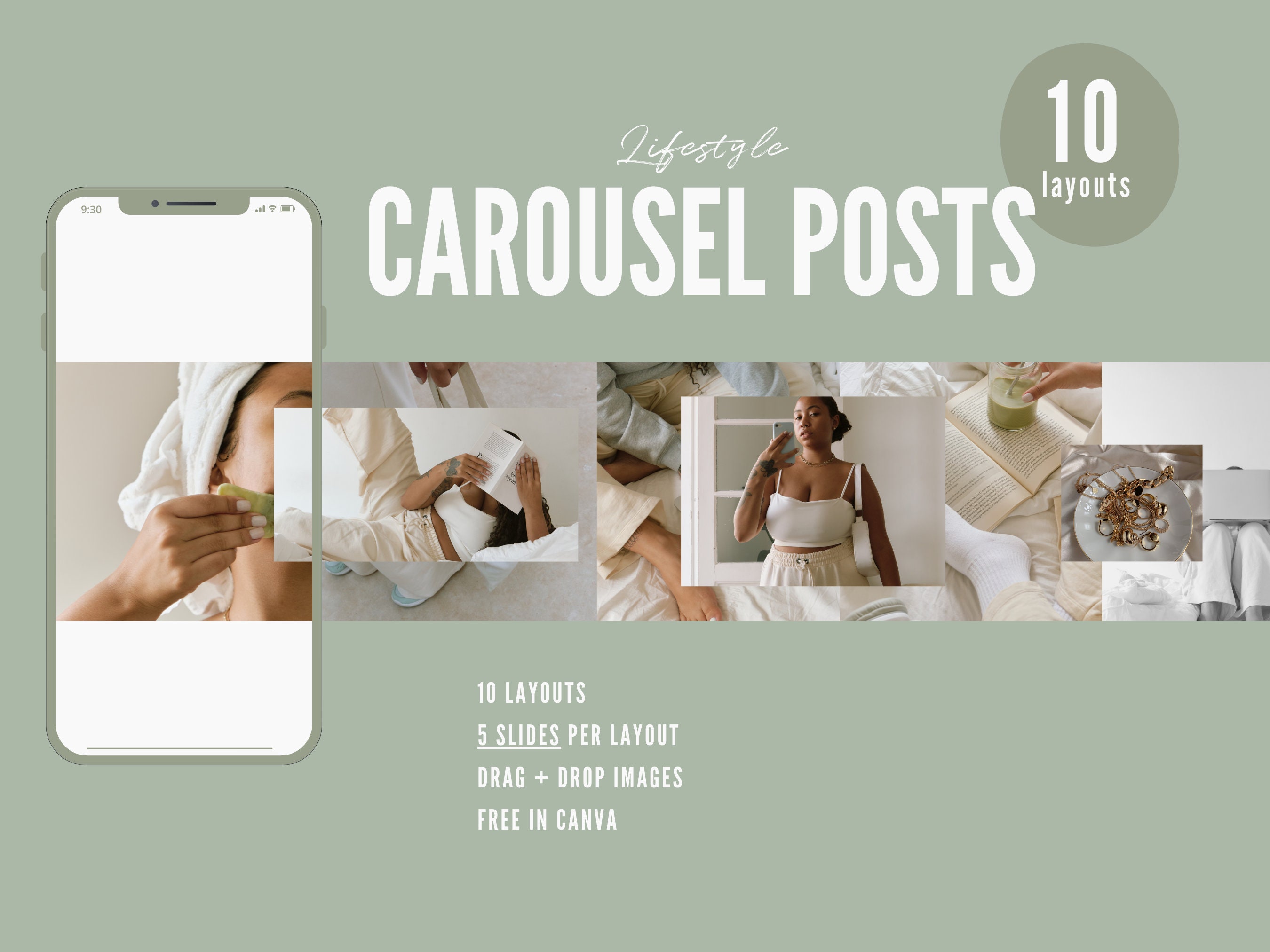 Skincare Instagram Carousel, Template for Influencers and Photographers, Slide Post, Seamless