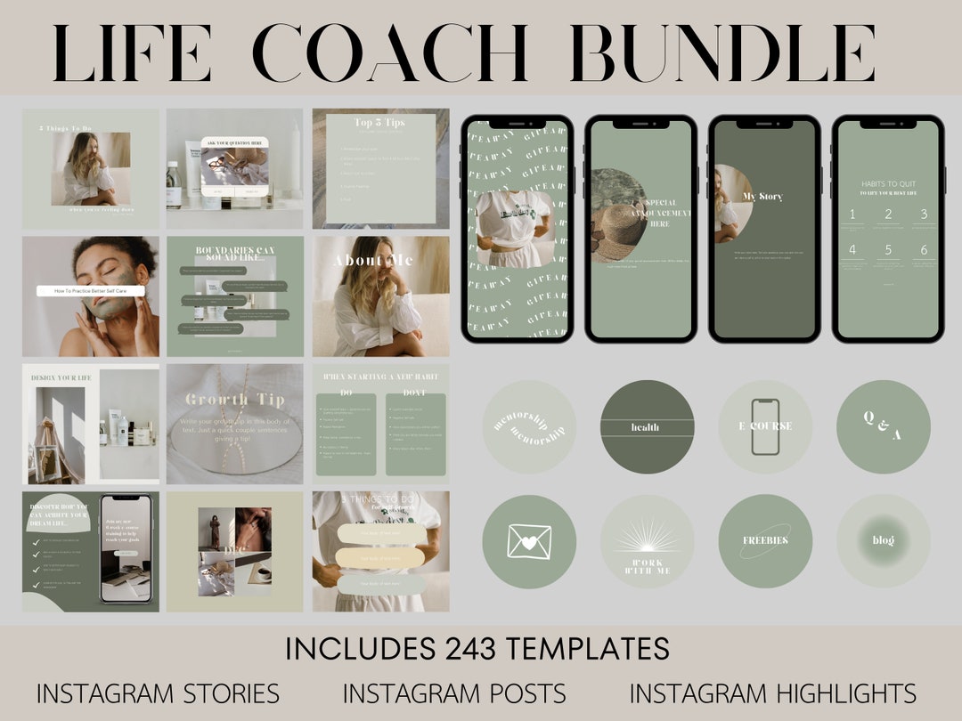 200 Instagram Templates for Coaches Life Coach Bundle Coaching ...