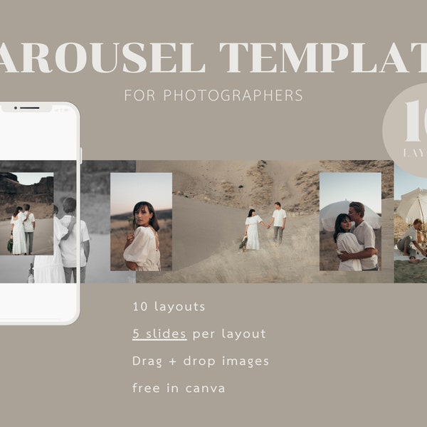 Instagram-carrousel, sjabloon voor influencers en fotografen, diapost, naadloze carrousel - ARCH