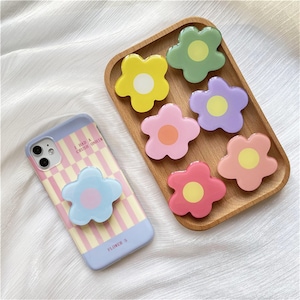 Cute Little Flower Drop Glue Mobile Phone Grip Creative Phone Stand Retractable Mobile Phone Holder image 1