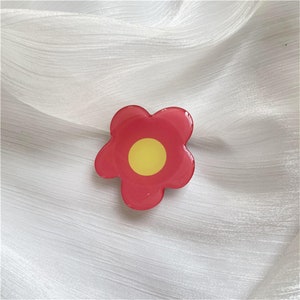 Cute Little Flower Drop Glue Mobile Phone Grip Creative Phone Stand Retractable Mobile Phone Holder Red