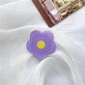 Cute Little Flower Drop Glue Mobile Phone Grip Creative Phone Stand Retractable Mobile Phone Holder Purple