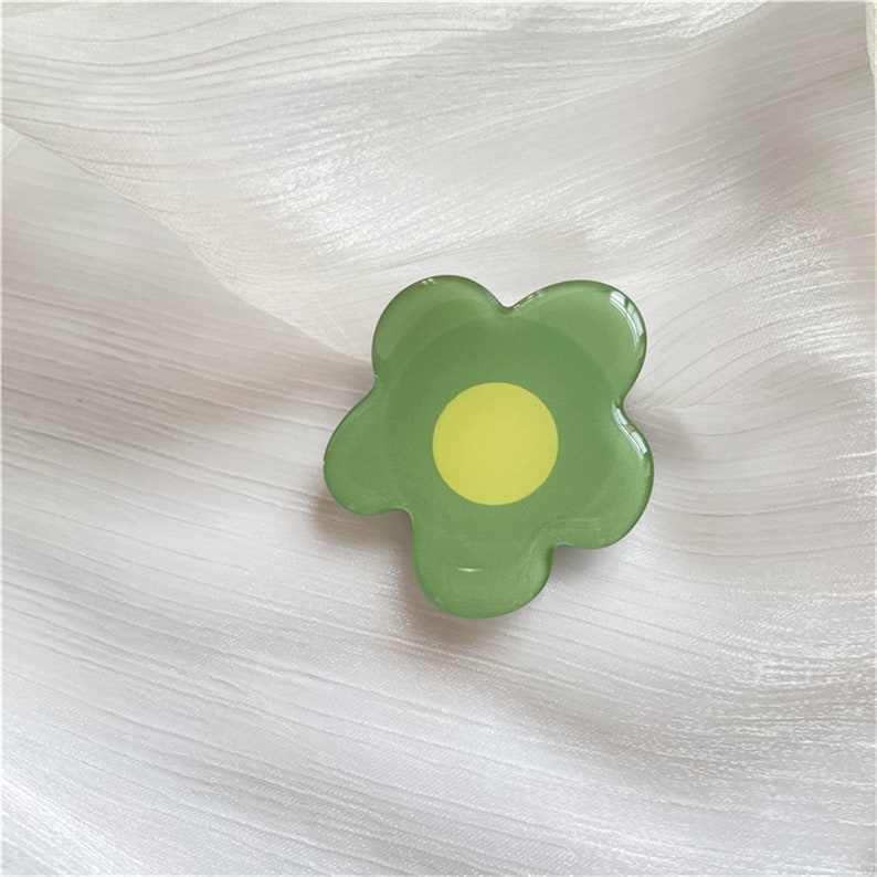 Cute Little Flower Drop Glue Mobile Phone Grip Creative Phone Stand Retractable Mobile Phone Holder Green