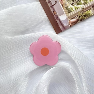 Cute Little Flower Drop Glue Mobile Phone Grip Creative Phone Stand Retractable Mobile Phone Holder Pink