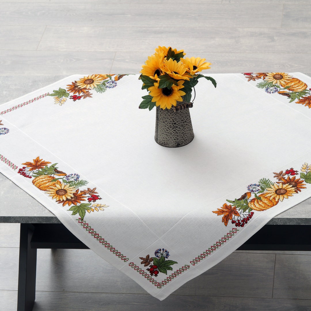 Thanksgiving DIY Tablecloth Kit Counted Cross Stitch DIY Kit Etsy