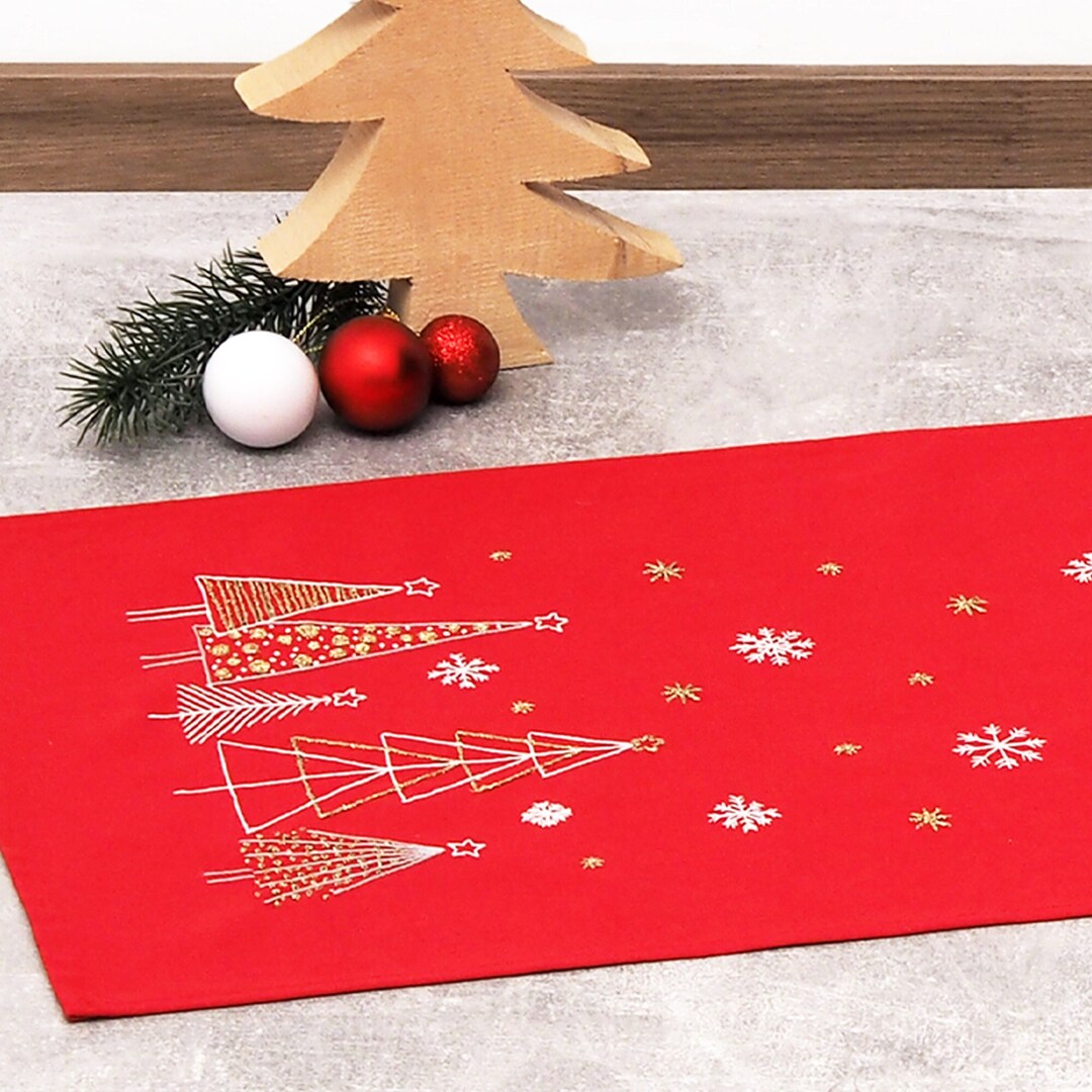 Snowflake and Christmas Tree Embroidery Design With Complete DIY Kit