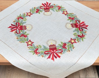 Hand Embroidered Tablecloth, Artisan Crafted One of a Kind Handmade Tablecloth, Rare Find, Vintage Embroidery Home Decor