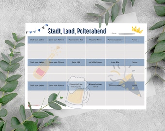 Stadt Land Polterabend | Polterabend-Spiel als PDF zum Download