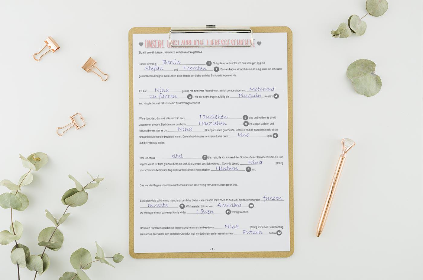 Lustiger Luckentext Hochzeit Kostenlos
