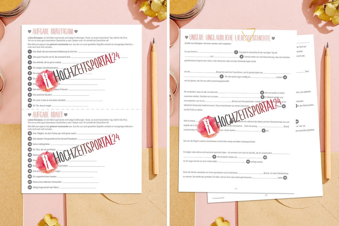 Lustiger Lückentext zur Hochzeit Witziges Hochzeitsspiel für das