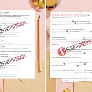 Funny gap text for the wedding - funny wedding game for the bride and groom as a PDF to print out