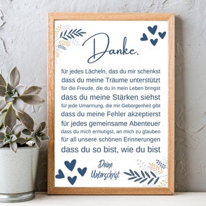 Declaration of love: Thank you picture to partner for a frame | PDF instant download