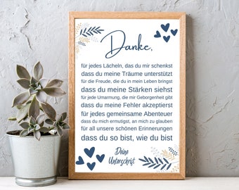 Declaration of love: Thank you picture to partner for a frame | PDF instant download