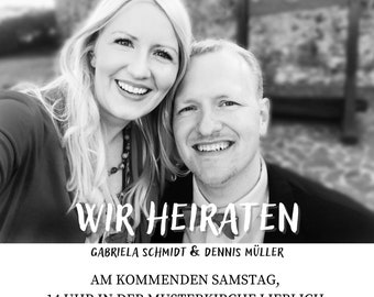 Modern Hochzeitsanzeige für die Zeitung | Vorlage zum einfach Anpassen in Canva