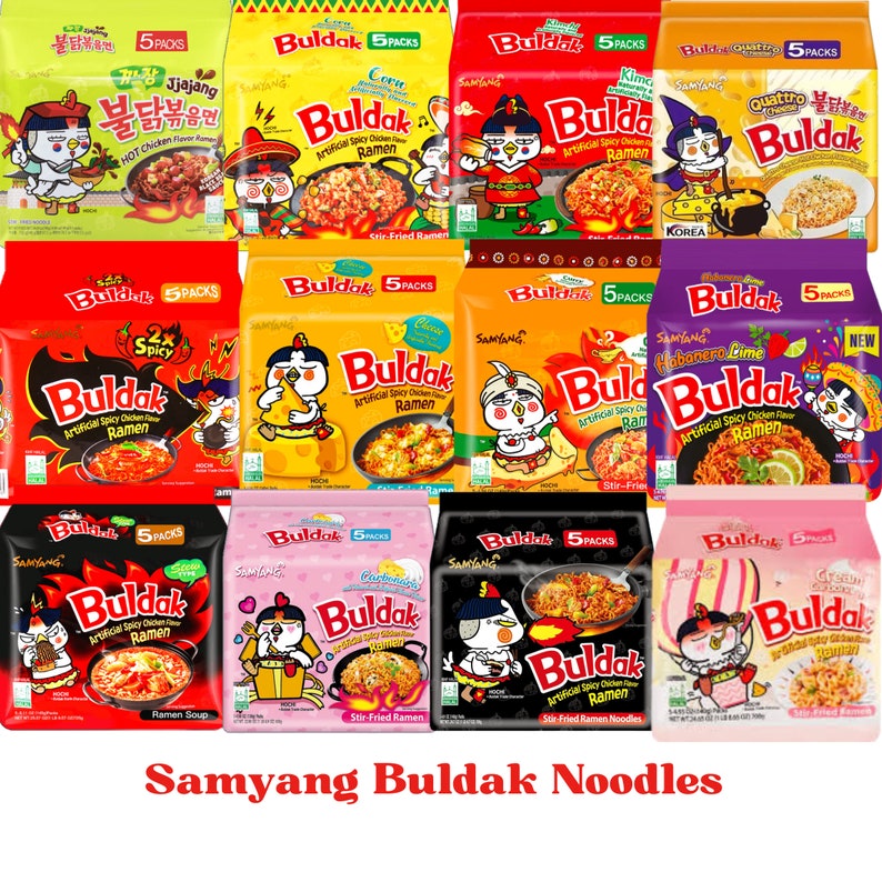 Samyang Buldak Ramen Bundle, Spicy Noodle Variety Pack, Korean Ramen Assortment, Instant Ramen Gift Set 13 PCS Noodle Packs image 4