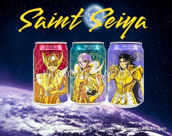 Ocean Bomb Saint Seiya Yogurt Drink - Pack of 3 - Virgo, Aries, Gemini - Asian Snack Box | anime Drinks Sodas | Japanese Drinks
