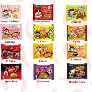 Samyang Buldak Ramen Bundle, Spicy Noodle Variety Pack, Korean Ramen Assortment, Instant Ramen Gift Set 13 PCS Noodle Packs image 2