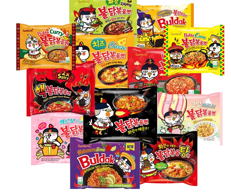 Samyang Buldak Ramen Bundle, Spicy Noodle Variety Pack, Korean Ramen Assortment, Instant Ramen Gift Set 13 PCS Noodle Packs image 3