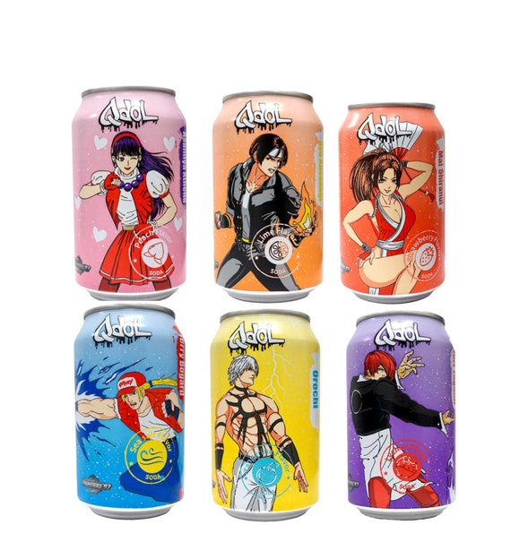 QDOL King of Fighters Carbonated Soda Pack of 6 Anime Soda 